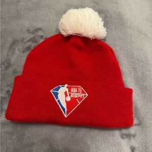 NBA 75th Anniversary x ESPN Red Knit Pom Beanie 🏀 Made in USA